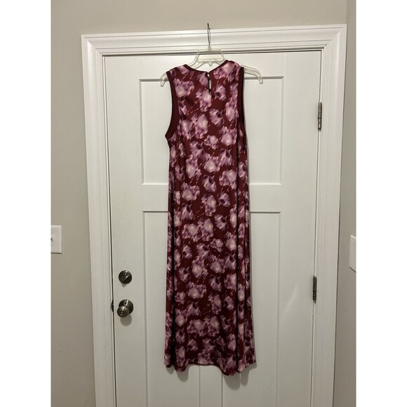 Scoop Women’s Size XL Bodycon Bias Cut Burgundy Floral Sleeveless Modest Dress - Picture 7 of 9